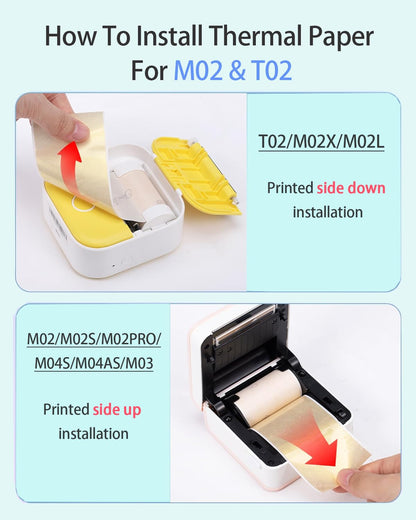 Phomemo Adhesive Thermal Sticker Paper,White/Transparent/Semi-Transparent Thermal Printer,for Phomemo M02/T02/M02 Pro/M02S/M03/M03AS/M04S Bluetooth Thermal Pocket Printer, 50mm-53mm Width