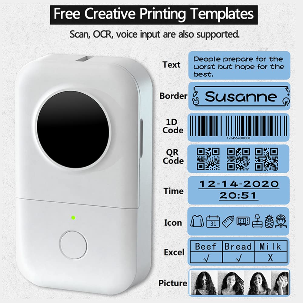 Etiketteermachines - Phomemo D30-labelprinter Inktloze stickermachine Thermische labelprinter Stickerprinter voor prijsnaam Document Jewel-draden, compatibel met iOS Android, wit