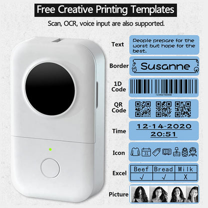 Etiketteermachines - Phomemo D30-labelprinter Inktloze stickermachine Thermische labelprinter Stickerprinter voor prijsnaam Document Jewel-draden, compatibel met iOS Android, wit