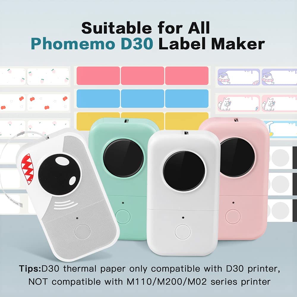 Phomemo 3 Roll D30 Adhesive New Year Decoration Pattern with Border Label Paper 1/2'' X 1 7/8'' 130 Labels/Roll, Black on White, for Gift, Halloween Christmas Decoration