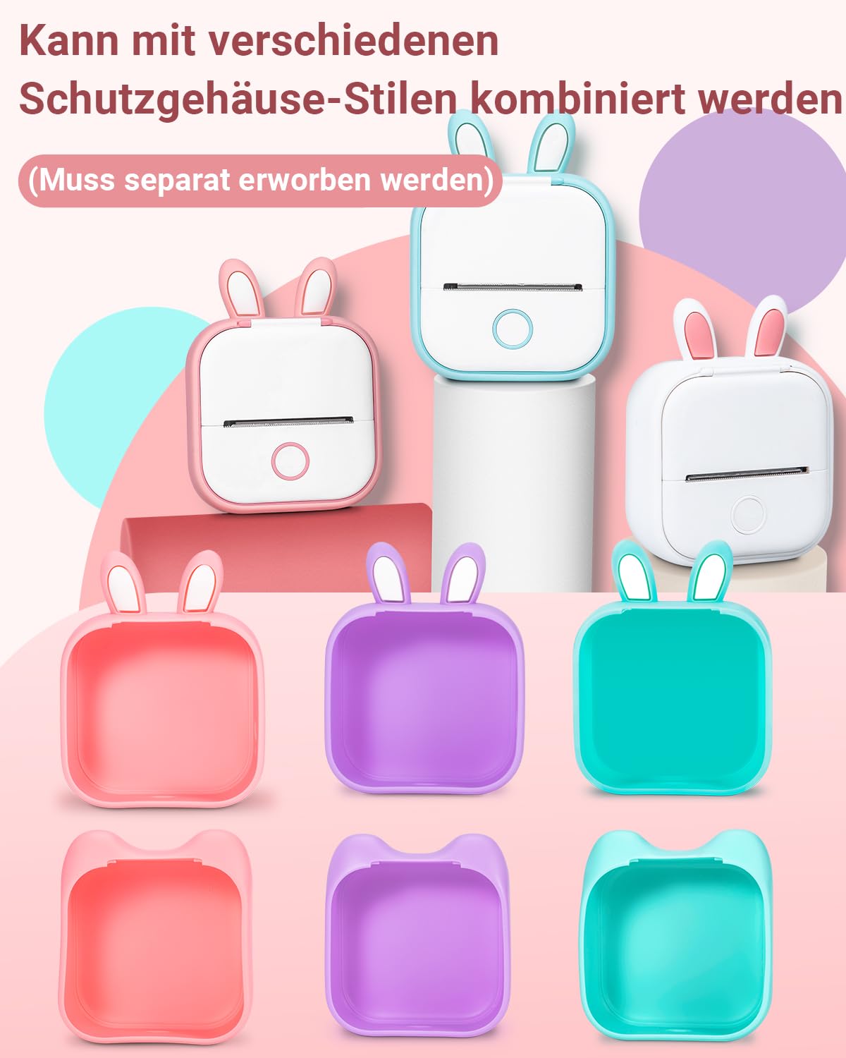 Phomemo T02 printer, mini-sticker, fotoprinter voor mobiele telefoons, thermische printer voor smartphone, 203 dpi handstickerprinter, sticker bluetooth-printer voor organizer, tieners, preppy