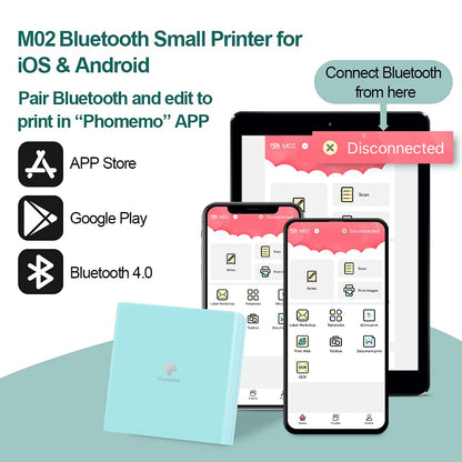 M02 Cep Yaz?c? 3 Rulo Ka??t Dahil Mini Bluetooth Yaz?c? Ta??nabilir Foto?raf Yaz?c?s? ?arj Edilebilir Pil ve USB Kablosu ile Phomemo Android ve iOS ile uyumlu G¨¹nl¨¹k ?al??mas? Boyama, Ye?il