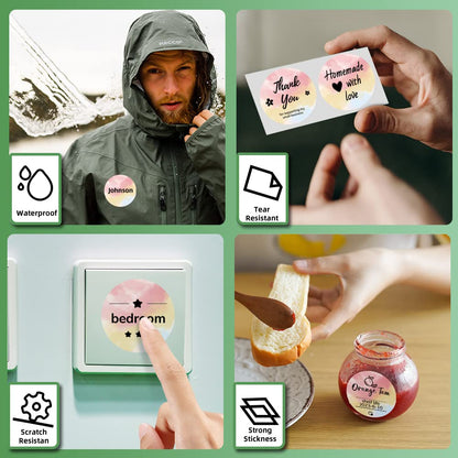 Phomemo Round Circle Label Thermal Labels for Price Name Address Logo Barcode M110 M120 M200 M220 50x50mm Multicolor Gradient (1 Roll)