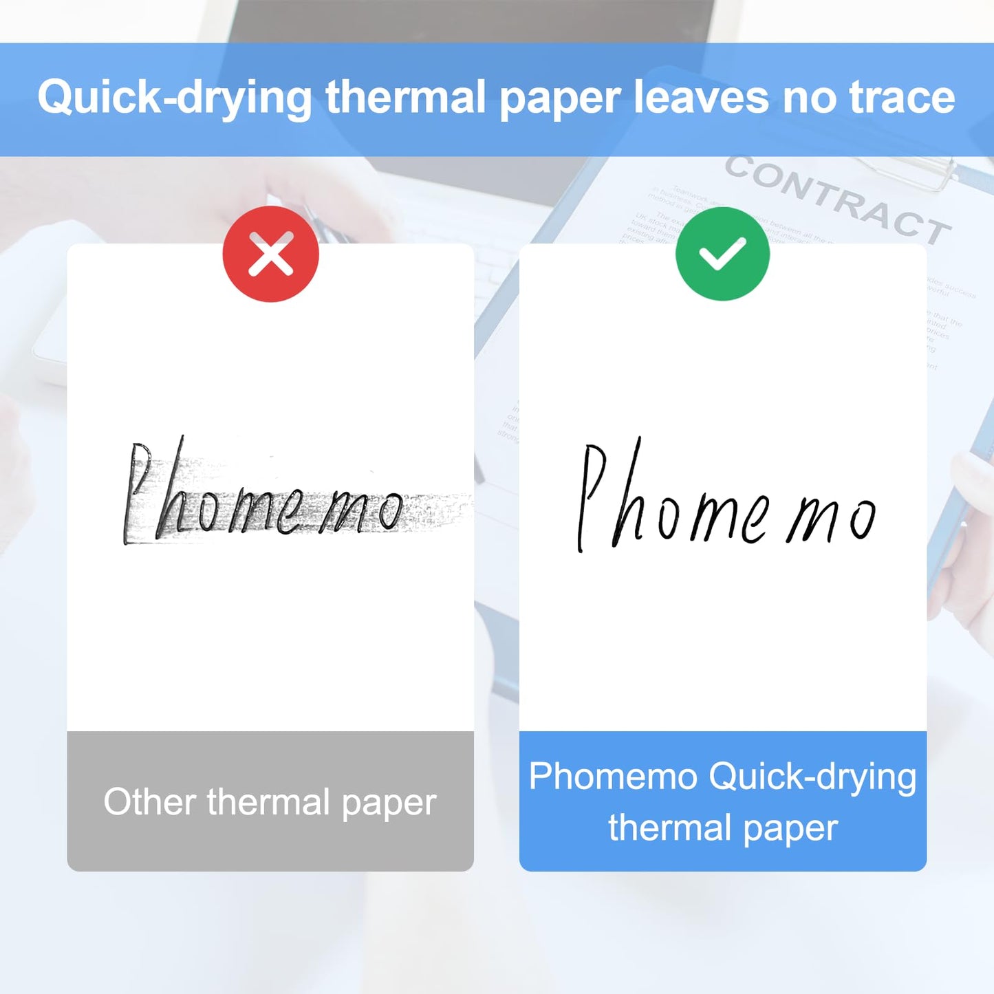 Phomemo US Letter Thermal Paper-White Quick-Dry Continuous Printer Paper, Multipurpose Thermal Paper Compatible M832/M833/M834 Portable Letter Thermal Printer, 8.5''x275 3/5''(216mm*6.5m), 4 Rolls