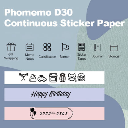 Phomemo D30 ci?g?a ta?ma etykietowa - fioletowa r¨®?owa bia?a ta?ma etykietowa, 3 rolki