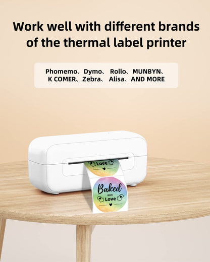 Phomemo 2'' Pattern Direct Thermal Labels, Self-Adhesive Thermal Stickers Labels, Thermal Printer Labels for Name Tag, Address, Logo Design, Shipping, DIY Design, QR Code, 500 / 1Roll