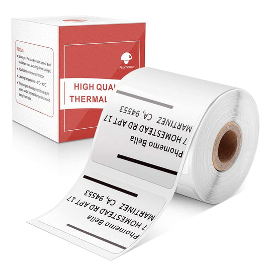 Phomemo Multi-Purpose Square Self-Adhesive Label for Phomemo M110/M110S/M120/M200/M220 Label Printer,1.97''x1.18''(50x30mm), 230 Labels/Roll, Black on White