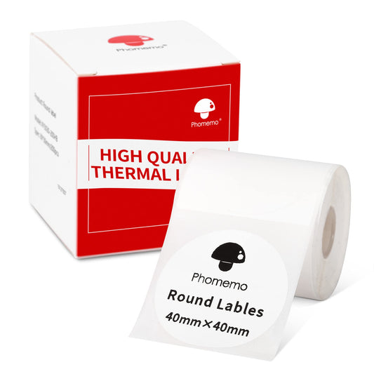 Phomemo Round Label M110 Label,Thermal Multi-Purpose Self-Adhesive Round Label,1.57'' x 1.57''(40x40 mm) for Phommeo M110 M200 M120 M220 M221 Label Maker,DIY Label,180 Labes/Rolls,Round Label