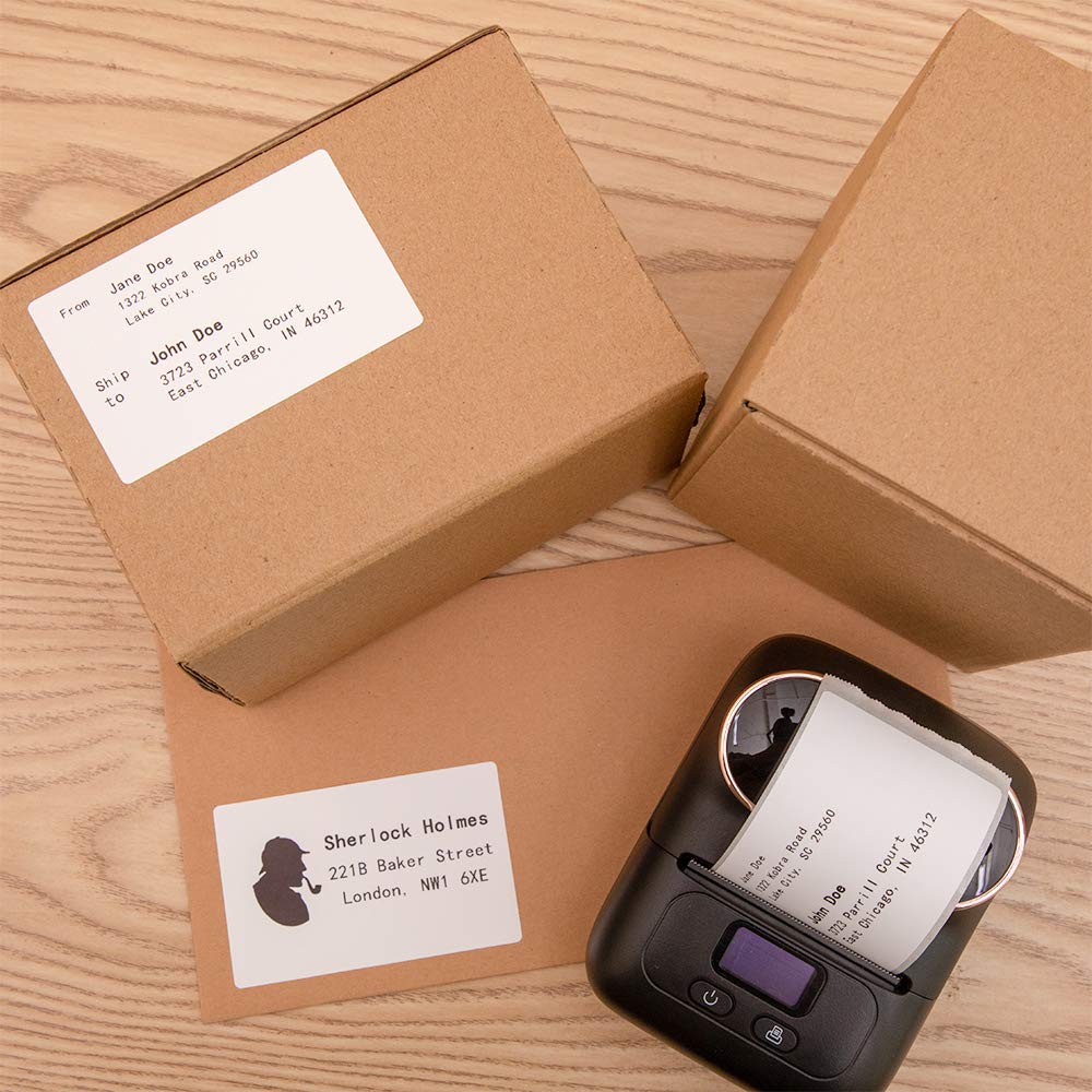6-pack Phomemo M110/M120 printerlabels 6 rollen van 50 x 80 mm zelfklevende directe thermische etiketten, thermische printerlabelpapier voor Phomemo M110/M120/M220/M200 labelmaker voor streepjescode, adres, kleding