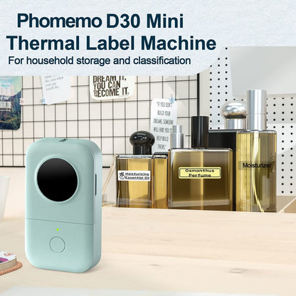 Label Machine - Mini Bluetooth Label Machine, D30 Sticker Machine, Thermal Label Printer, for iOS and Android, with 12x40mm White Label, Green
