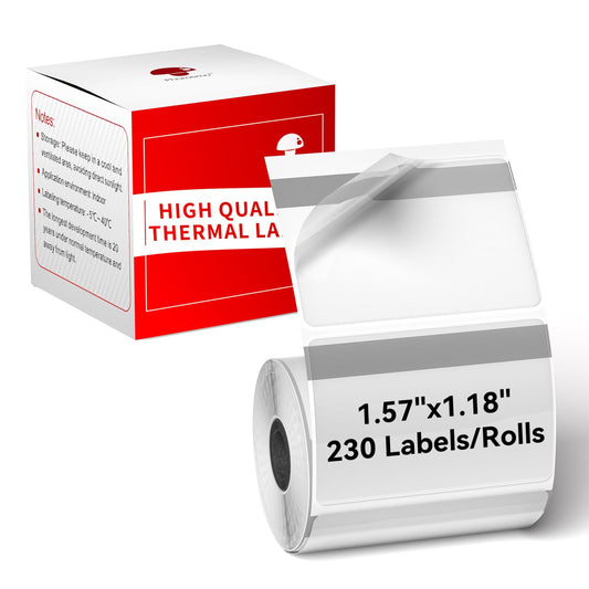 Phomemo Thermal Labels-Transparent Labels M110 Labels for M110/M220/M221/M120/M200,1.57''x1.18''(40x30mm) 230 Labels, for Small Business/Home Use, Barcode Labels, Address Labels, Logo Labels