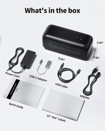 Phomemo PM246S Etikettendrucker, DHL thermodrucker f¨¹r Mac/PC, Versandetiketten drucker Labeldrucker Selbstklebend Etiketten drucker f¨¹r Amazon, Etsy, Shopify, Royal Mail, DHL, FedEx-Schwarz