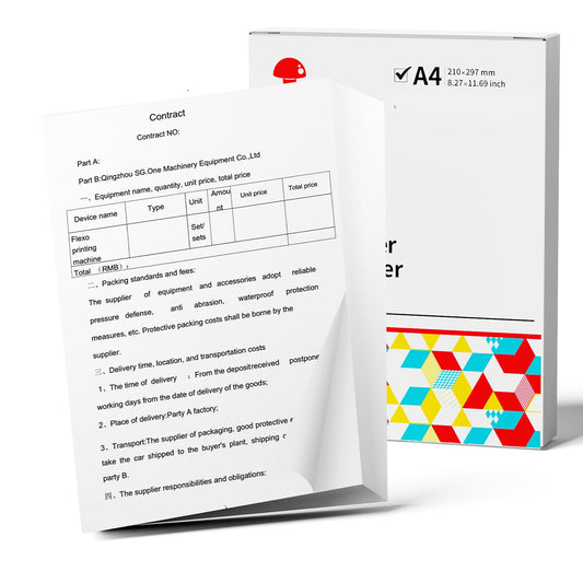 Phomemo A4 Impresora Papel, Papel T¨¦rmico Blanco de Secado R¨¢pido para Impresoras T¨¦rmicas Port¨¢tiles A4 M08F/P831/M832/M833/M834/M835, 210mm x 297mm (8.27'' x 11.69''), 100 Hojas/Caja