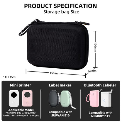 Phomemo D30 D35 Label Marker Black Case with 6 Rolls of Color Combo Set Label Tapes, Waterproof Storage Bag with Black on White Clear Starry Sky Label Tapes, Sticker Thermal Paper Self-Adhesive