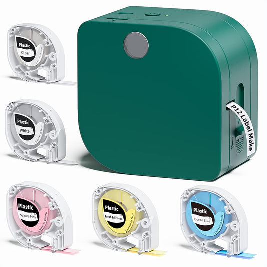 Phomemo P12 Mini Bluetooth Labeller Set con 5 Cintas de Etiquetas, etiquetadora autoadhesiva, Impresora de Etiquetas para el hogar, Oficina, Impresora de Etiquetas para iOS y Android