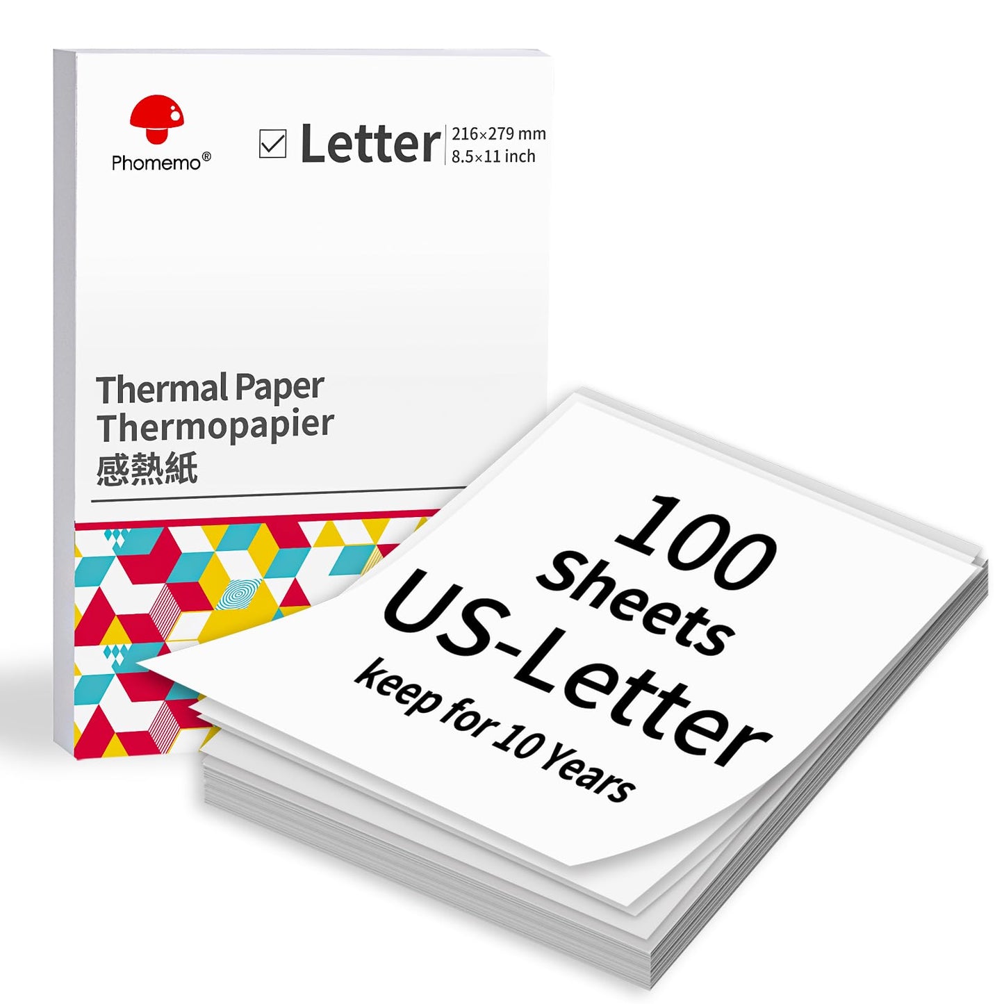 Phomemo US Letter Thermal Paper, M832 Thermal Printer Paper Compatible with M08F-Letter M832 M833 M834 M835 & Brother Letter Portable Printer,Advanced Thermal Printing, size 8.5''¡Á11'',100 Sheets