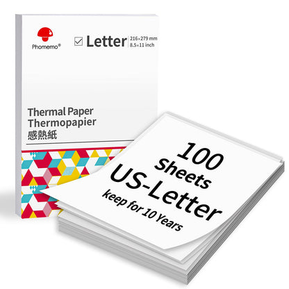 Phomemo US Letter Thermal Paper, M832 Thermal Printer Paper Compatible with M08F-Letter M832 M833 M834 M835 & Brother Letter Portable Printer,Advanced Thermal Printing, size 8.5''¡Á11'',100 Sheets