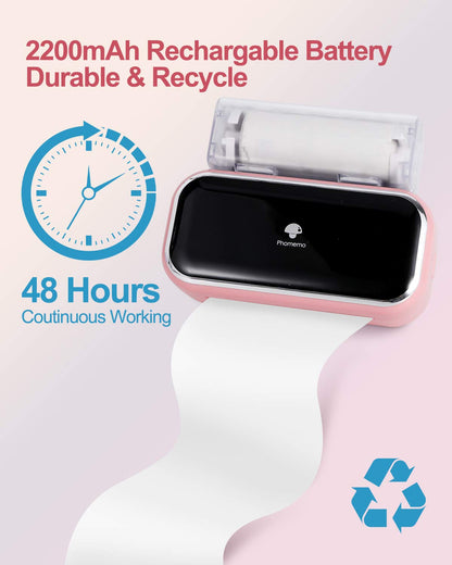 Phomemo Portable Printer,M03 80mm Mini Sticker Printer,Bluetooth Label Maker,Instant Phone Photo Printer,Compatible with Android & iOS, Labels,Study,Photos,Scrapbooking-Pink