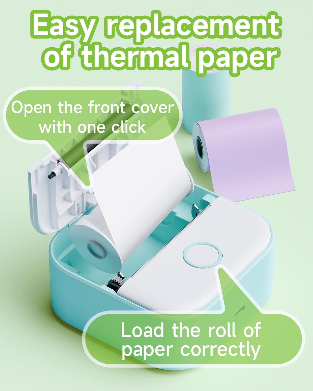 Phomemo T02 Sticker Printer - Mini Thermal Printer, Sticker Maker Machine, Portable Bluetooth Sticky Note Printer for Anatomy Flashcards, Journal, Photos, Notes, Kids Gift, Green