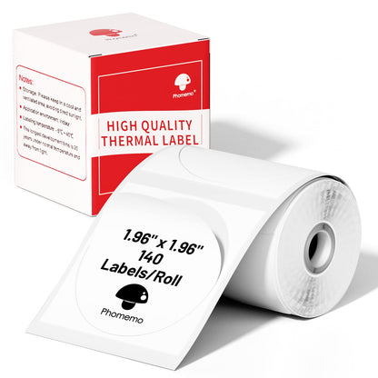 Phomemo Rotonda Etichetta M110 Etichetta termica,Etichetta Autoadesiva,Etichette Rotonda 50 x 50mm (1,96''x 1,96''),per stampante di etichette Phomemo M200/M110/M120/M220/M221,140 etichette/rotoli