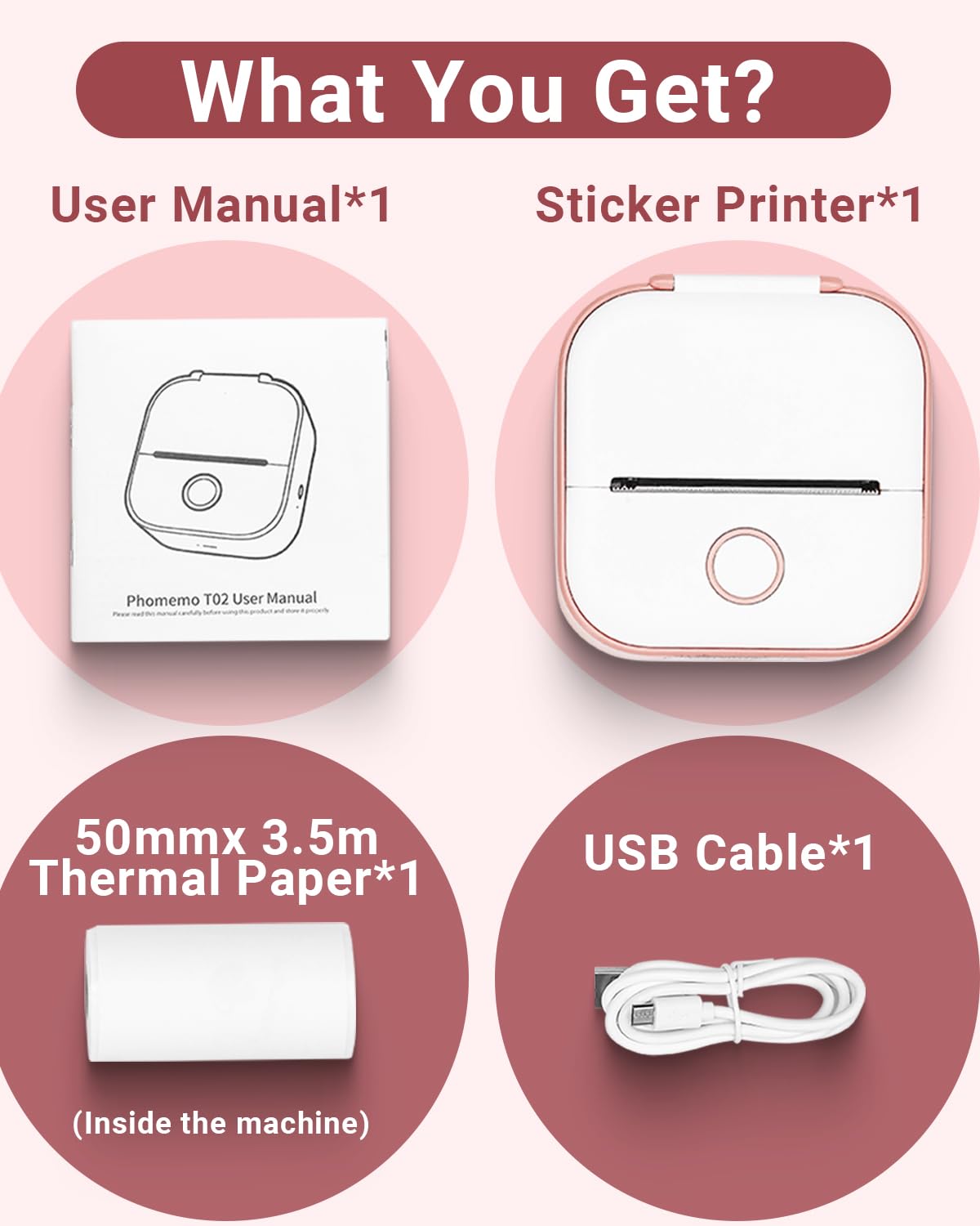 Phomemo T02 Drucker, Mini Sticker Fotodrucker f¨¹r Mobiler, Handy Thermodrucker f¨¹r Smartphone, 203dpi H?nde Sticker Drucker,Aufkleber Bluetooth Drucker f¨¹r Organizer Teenager Student Lehrer