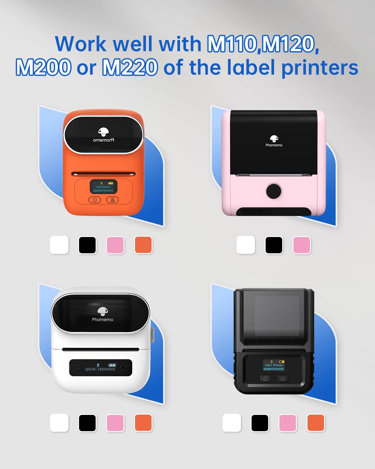 Phomemo 3 roll adhesive address labels for label printers M120/M220/M110/M200, 25 x 67 mm (0.98 x 2.64 inch), self-adhesive label paper, 130 labels/roll, white