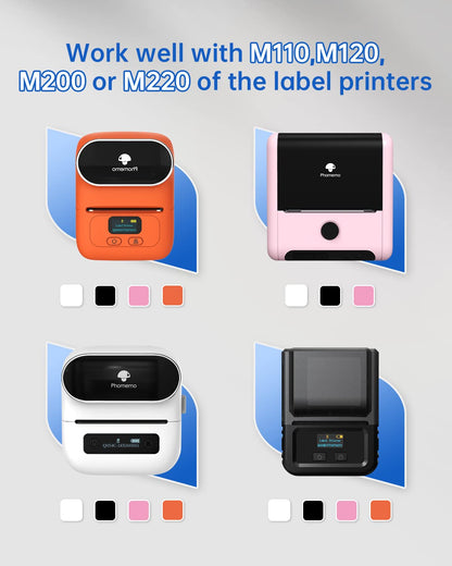Phomemo 3 roll adhesive address labels for label printers M120/M220/M110/M200, 25 x 67 mm (0.98 x 2.64 inch), self-adhesive label paper, 130 labels/roll, white