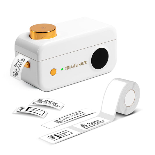 Label Maker -Phomemo D50 Mini Label Makers Portable Bluetooth Label Maker Machine,16-24mm Print Width for Organization,Office,Home, USB Rechargeable,Support iOS & Android