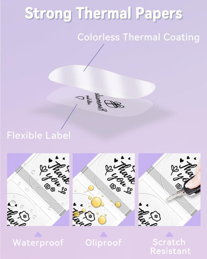 Phomemo 3 rollen M110 etiketten, 50 x 50 mm, zelfklevende transparante ronde etiketten, compatibel met Phomemo M110/M120/M220/M221/M200 labelprinters, 140 etiketten/rol, 3 rollen