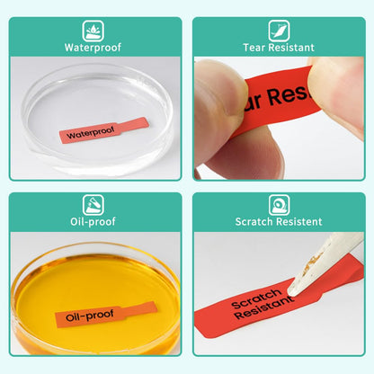 Phomemo tags M110 M120 M200 M220 M221 tags, Build Jewelry Tags, Water Cutter Cable Tags, Award Tags, Terminal Tags, 25mm*38mm + 40mm, 100 Tags/Roll, Red
