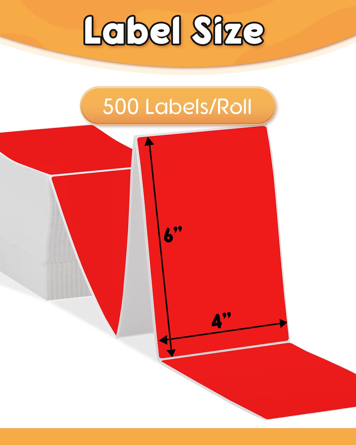 4x6 Thermopapierdruckeretikett Thermo-Direktversandetikett Pacage-Etiketten Kompatibel mit Rollo Phomemo und anderen 4 * 6-Etikettendruckern (Packung mit 500 4 '' x 6 '' F?cheretiketten), Rot