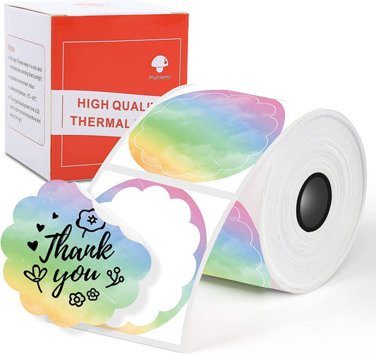 Phmemo M110 M200 50 x 50 mm Iridescent Colour Labels, 140 Sheets/Roll, Iridescent Colour A, Door M110/M110S/M120/M200/M220, 50 x 50 mm Thermal Round Colour Tone Label