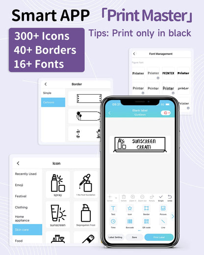 Mini Label Maker-Phomemo D30 Small Label Maker Machine, Bluetooth Label Maker Machine with Tape, for Home Office Organization, Purple