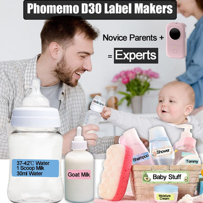Phomemo D30 Etiket Makinesi - ??kartma Yaz?c? Termal Etiket Yaz?c?s? Bluetooth Kablosuz ??kartma Makinesi, Ad Fiyatlar?n? Tasarruf Etmek i?in Kullan?c? Dostu, iOS Android ile uyumlu, Pembe