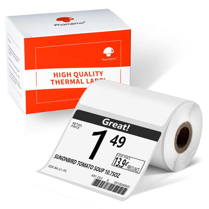 [100 pcs] Phomemo Original Labels for M220/M221/M200, 2.75'' x 3.15''(70x80mm),Square,White,100 Labels/Roll, Self-Adhesive Thermal, for Clothing, Logo, Ingredient, Barcode, Address