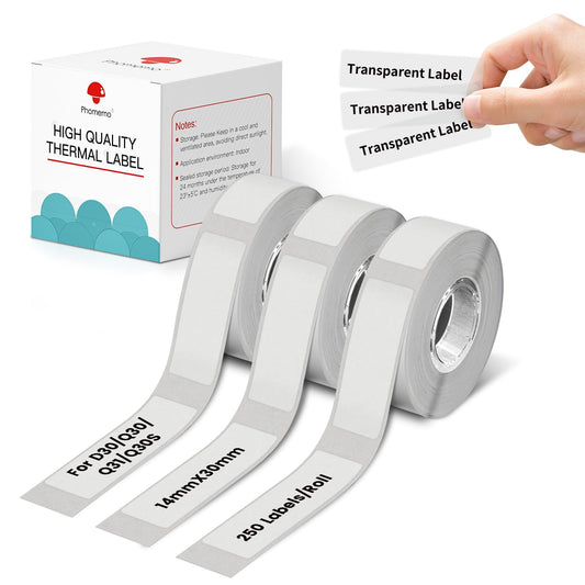 Phomemo 3 Rolls Adhesive Thermal Labels, Compatible with the PhomemoD30 Label Printer