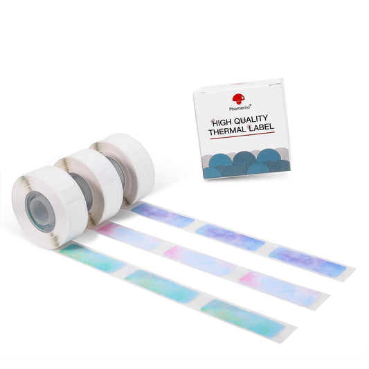D30 Thermal Paper - Compatible with Phomemo D30 Starry Sky Sticker Paper, Adhesive Labels, Thermo-Decal Paper for Printing Images/1D Code/Text/Symbols/Price/Etc, 12x40mm, 3 Rolls