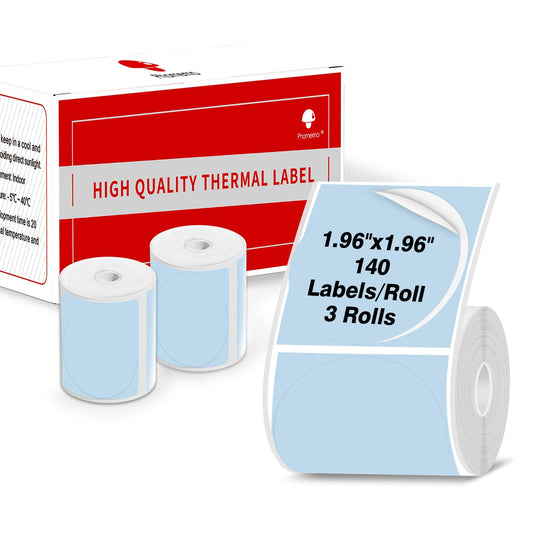 Phomemo 3 Rotoli Etichette Rotonde Per Stampante M110/M221/M220/M120/M200, 50 X 50mm Etichetta Circolare Rotonda Per Etichette, Adatto Per Ufficio, Famiglia, Scuola, Nome, 140 Etichette/Rotolo, Blu