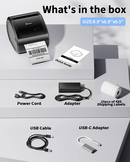 Phomemo Stampante Etichette Adesive Bluetooth, 4 x 6 D520BT Stampante Termica Stampante Etichette per Mac/PC, Compatibile con Ebay, DHL, Amazon, Etsy, DPD, Ups, Wish, Shopify, Zalando, Otto