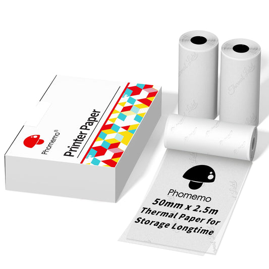 Phomemo Semi-Translucent Self-Adhesive Thermal Sticker Paper, Compatible With Phomemo M02/M02S/T02/M832 Thermal Printer, 50mm x 2.5m, 3 Rolls