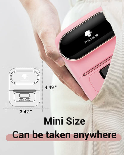 Label Printer - Phomemo-M110 Portable Bluetooth Thermal Mini Label Maker Machine, Sticker Maker, Barcode Printer, Apply to Labeling, Office, Cable, Retail, Compatible with Android & iOS System