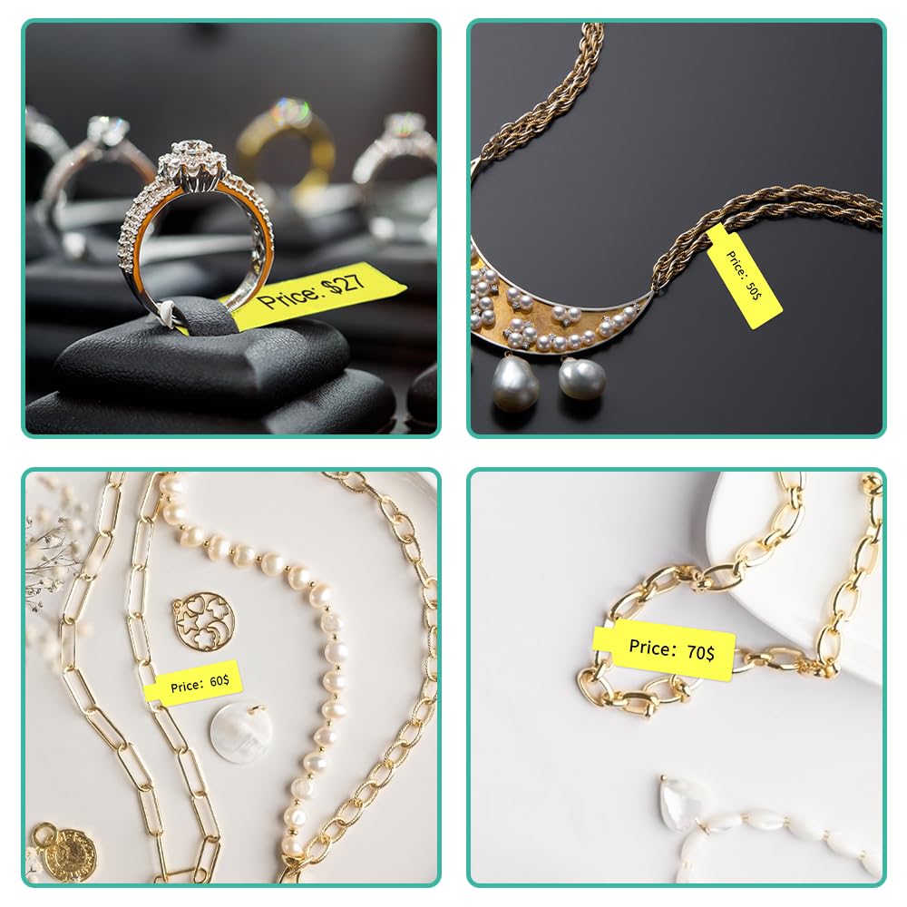 Phomemo tags M110 M120 M200 M220 M221 tags, Build Jewelry Tags, Water Cutter Cable Tags, Award Tags, Terminal Tags, 25mm*38mm + 40mm, 100 Tags/Roll, Yellow