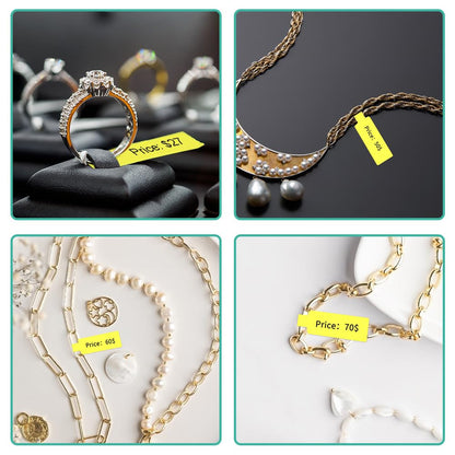 Phomemo tags M110 M120 M200 M220 M221 tags, Build Jewelry Tags, Water Cutter Cable Tags, Award Tags, Terminal Tags, 25mm*38mm + 40mm, 100 Tags/Roll, Yellow