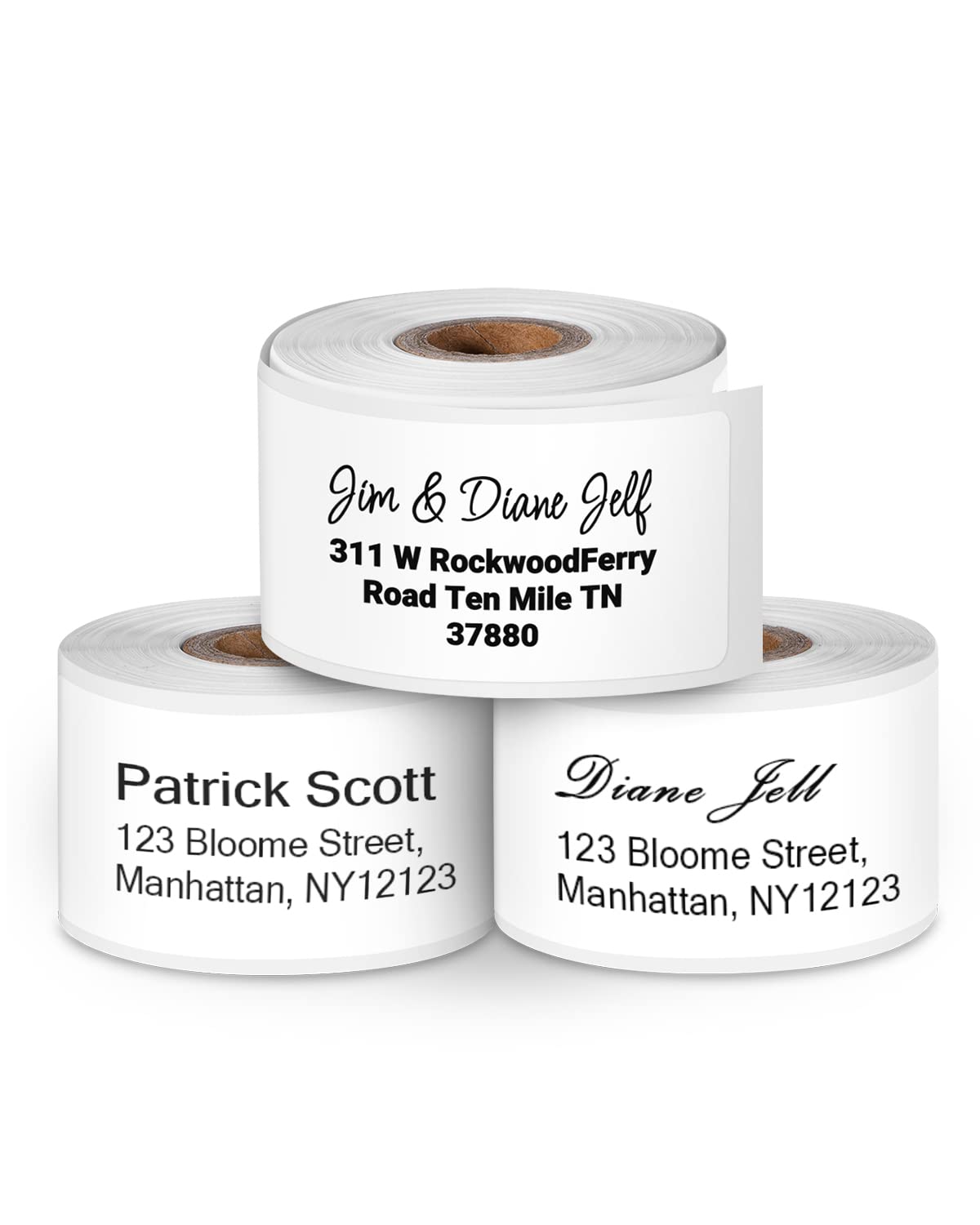 Phomemo 3 roll adhesive address labels for label printers M120/M220/M110/M200, 25 x 67 mm (0.98 x 2.64 inch), self-adhesive label paper, 130 labels/roll, white