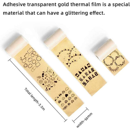 Phomemo Printer Paper - M02/M02Pro/M02S/M03/M03AS/M04S/M04AS Mini Sticker Printer Paper, Gold Mini Pocket Pinter Paper - 50mm x 3.5m Self-Adhesive Sticker Paper, 3 Rolls