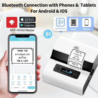 Phomemo M221 Label Maker - Portable Barcode Printer Bluetooth Thermal Label Printer, Label Maker For Business, Office, QR Code, Logos, Jewelry, Retailing, Compatible with Phones & PC System,White
