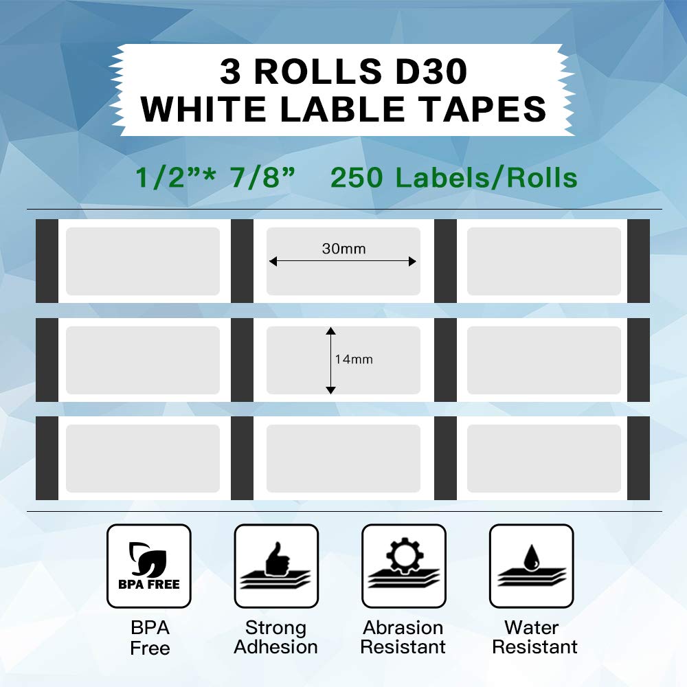 Phomemo ¨¦tiquettes thermiques transparentes autocollantes, trois rouleaux, 14 x 25 mm, compatible avec l'imprimante d'¨¦tiquettes PhomemoD30, 250 ¨¦tiquettes/rouleau, trois rouleaux (¨¦tiquettes