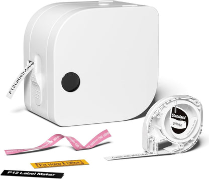 Phomemo P12 ¨¦tiqueteuse Bluetooth, Mini ¨¦tiqueteuse Bluetooth autocollante compatible avec iOS et Android Phone, imprimante d'¨¦tiquettes pour la maison et le bureau, blanc