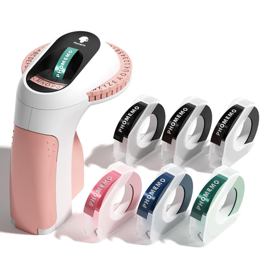 Phomemo Prägegerät | 3D Mini Etikettiergerät | Tragbarer Beschriftungsgerät | Rosa Etikettenprägegerät mit 6 Etikettenband | für Haus, Büro, Geschenk Organisation (£ € Ä Ö Ü)