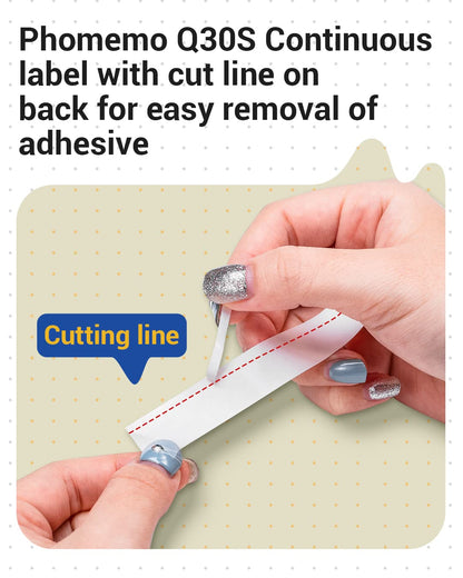 Phomemo Q30/Q31/D30 Continuous Label 1/2''*236 1/8'' (15mm*6m) White Adhesive Thermal Label, 3 Rolls, Wateproof, Oilproof, Strong Adhesion